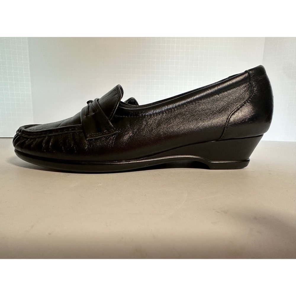 SAS Tripad Comfort Women 7 M Black Leather Wedge Loafers Slip On Shoes D7128665 - Picture 4 of 10